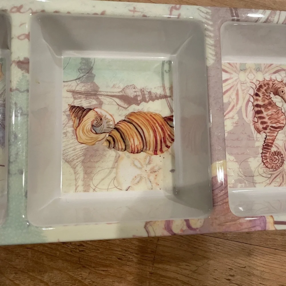 Precidio Melamine Ocean Beach Sea Life divided serving tray dish appetizer